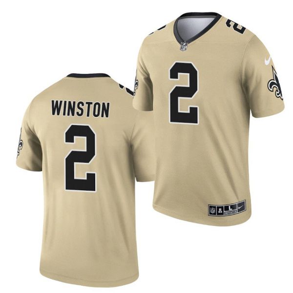 Men New Orleans Saints #2 Jameis Winston Nike Gold Inverted Legend NFL Jersey